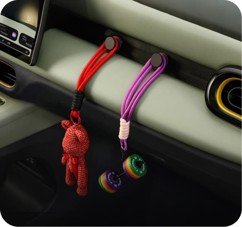 Magnetic accessory ports beside the co-pilot seat